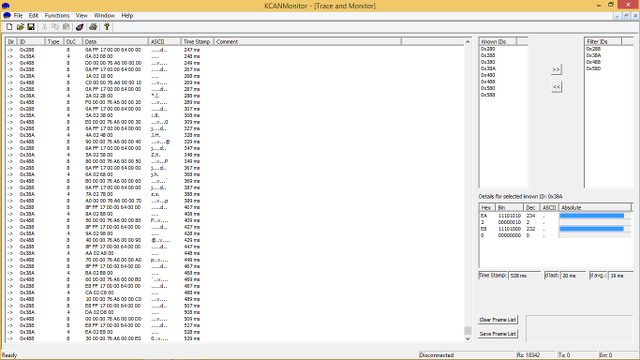 KCANMonitor - CAN Monitor Software, Trace Window