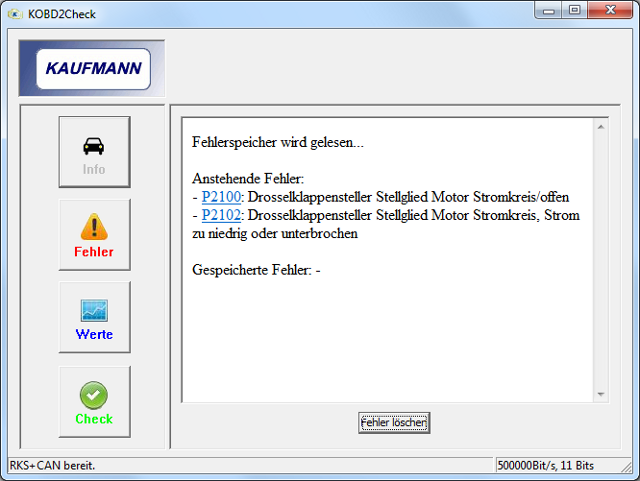 KOBD2Check - CAN OBD2 Software, Steuergeräte-Versionscheck und Modifikationscheck