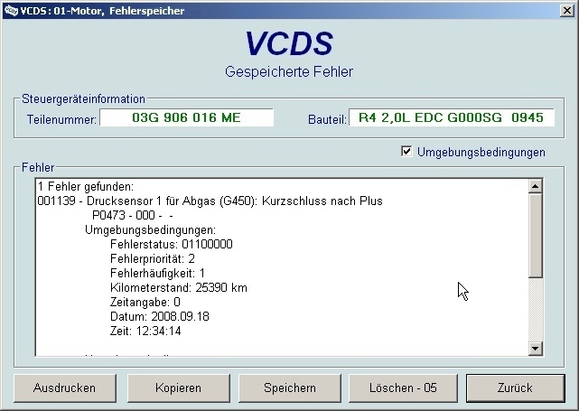 Fehlercodes abfragen/löschen